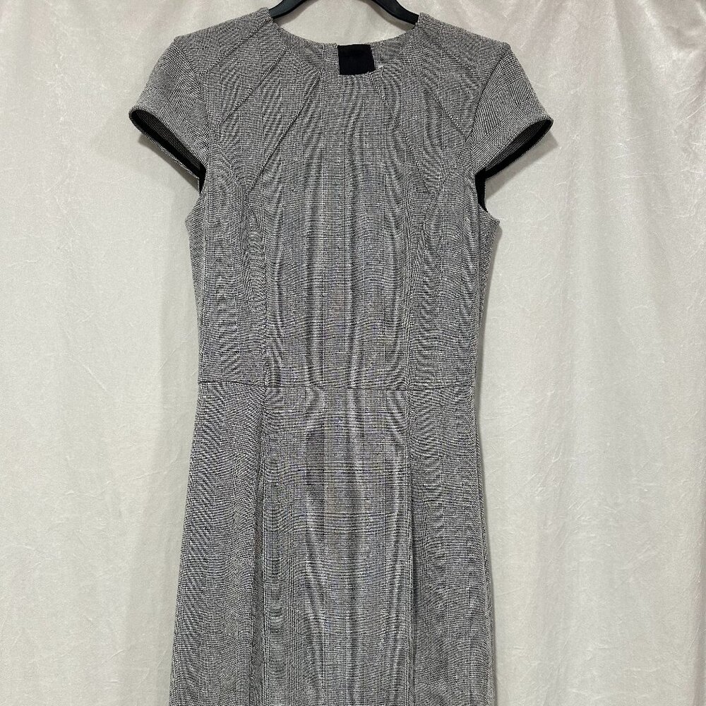 Gray Plaid Cap Sleeve Sheath Dress | Workwear Office Career Dress